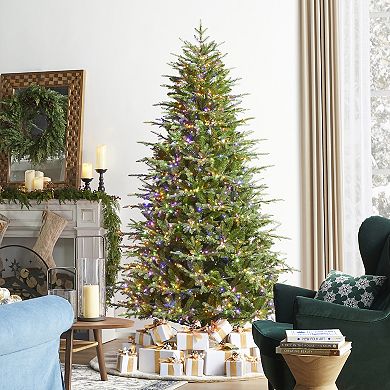 Glitzhome 7.5ft Pre-lit Artificial Christmas Tree, Majestic Evergreen Fir Green Full Xmas Tree