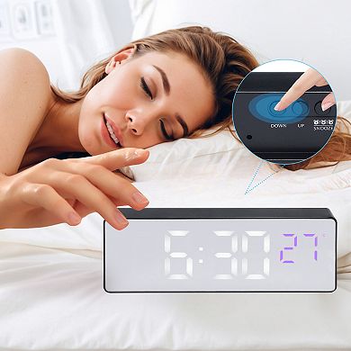 Triple Alarm Clock for Desk, Big Numbers Display, Dimmable, Temperature, 12/24H, 6.3x2.4x1 inch