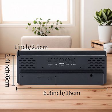 Triple Alarm Clock for Desk, Big Numbers Display, Dimmable, Temperature, 12/24H, 6.3x2.4x1 inch