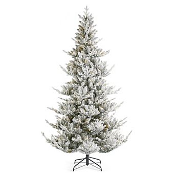 Glitzhome 7.5ft Slim Fir Artificial Christmas Tree , Artificial Plants with 400 Warm White Lights