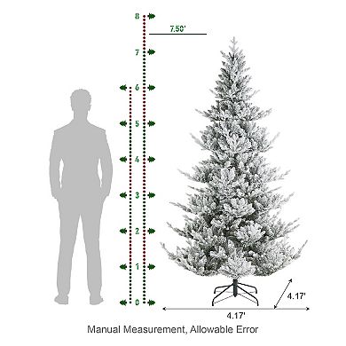 Glitzhome 7.5ft Slim Fir Artificial Christmas Tree , Artificial Plants with 400 Warm White Lights