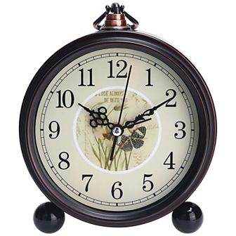 Vintage Desk Clock, Silent Retro Silent Clocks, Battery Operated for Bedroom, 5.9x5.1x2 inch