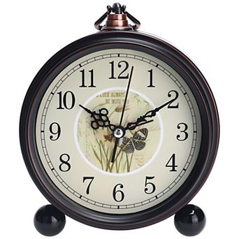 Vintage Desk Clock, Silent Retro Silent Clocks, Battery Operated for Bedroom, 5.9x5.1x2 inch