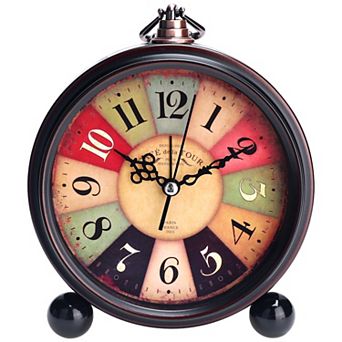 Vintage Desk Clock, Silent Retro Silent Clocks, Battery Operated for Bedroom, 5.9x5.1x2 inch