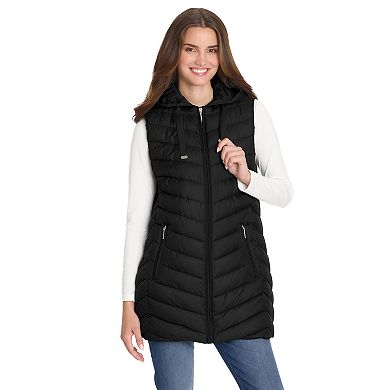 Women's Weathercast Hooded Quilted Longline Vest