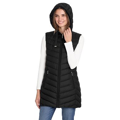 Women's Weathercast Hooded Quilted Longline Vest