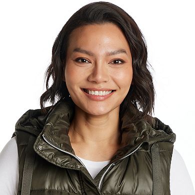 Women's Weathercast Hooded Mixed Quilted Longline Vest