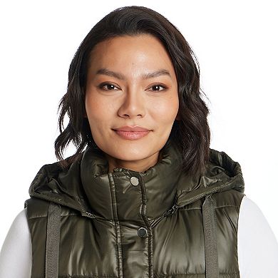 Women's Weathercast Hooded Mixed Quilted Longline Vest