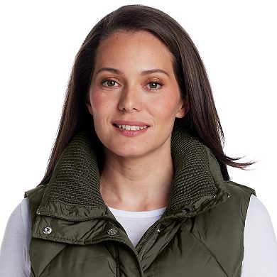 Women's Weathercast Quilted Longline Vest with Knit Collar