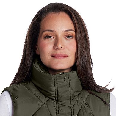 Women's Weathercast Quilted Longline Vest with Knit Collar