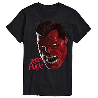 Big & Tall Marvel Captain America Brave New World Red Hulk Head Portrait Oversized Short Sleeve Graphic Tee