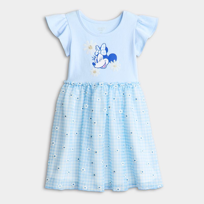 Baby & Toddler Girl Jumping Beans Disney's Minnie Mouse Floral Print Ruffled Sleeves Tutu Dress, Toddler Girl's, Size: 4T, Blue Minnie Flower