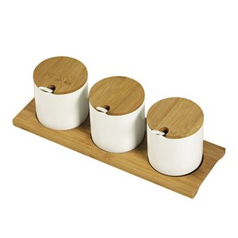 Denmark Tools for Cooks 7 pc Canister Serving Set with Bamboo Tray