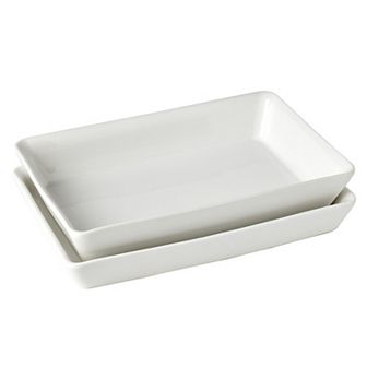 Denmark Tools for Cooks 2 pc Rectangular Ceramic Serving Platter Set