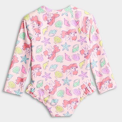 Baby & Toddler Girl Jumping Beans® Disney's Little Mermaid Ruffle Rashguard One-Piece Swimsuit