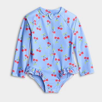Baby & Toddler Girl Jumping Beans® Ruffle Rashguard One-Piece Swimsuit