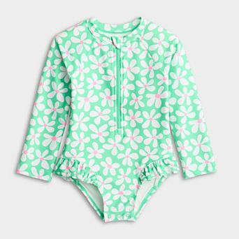 Baby & Toddler Girl Jumping Beans® Ruffle Rashguard One-Piece Swimsuit