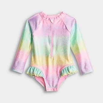 Baby & Toddler Girl Jumping Beans® Ruffle Rashguard One-Piece Swimsuit