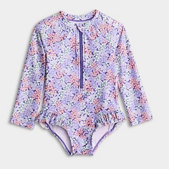 Baby & Toddler Girl Jumping Beans® Ruffle Rashguard One-Piece Swimsuit