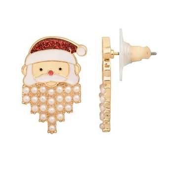 LC Lauren Conrad Gold Tone Santa Clause Statement Earrings