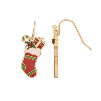 LC Lauren Conrad Gold Tone Stocking Drop Earrings