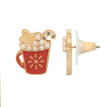 LC Lauren Conrad Gold Tone Hot Chocolate Stud Earrings