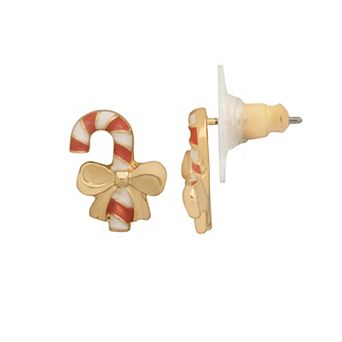 LC Lauren Conrad Gold Tone Candy Cane Stud Earrings
