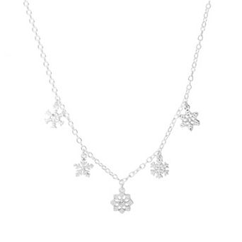 LC Lauren Conrad Silver Tone Snowflake Charms Short Necklace