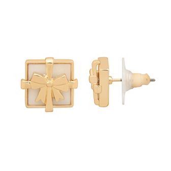 LC Lauren Conrad Gold Tone Present Stud Earrings