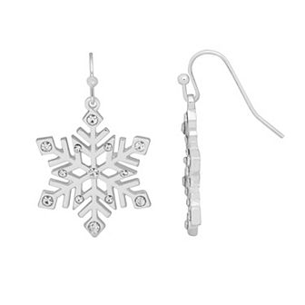 LC Lauren Conrad Silver Tone Snowflake Drop Earrings