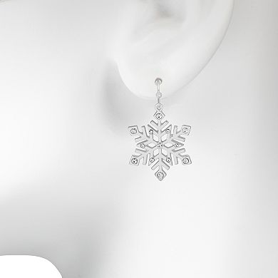 LC Lauren Conrad Silver Tone Snowflake Drop Earrings