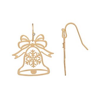 LC Lauren Conrad Gold Tone Holiday Bells Drop Earrings