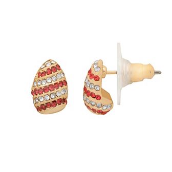 LC Lauren Conrad Gold Tone Candy Cane Stripe Tear Drop Hoop Earrings