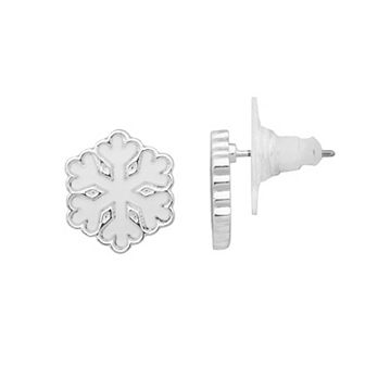 Emberly Silver Tone Snowflake Stud Earrings