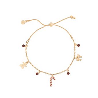 LC Lauren Conrad Gold Tone Christmas Charms Pull Tie Bracelet