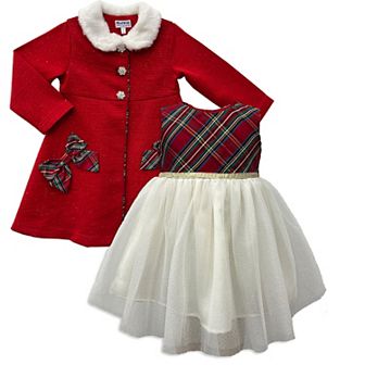 Baby & Toddler Blueberi Boulevard Plaid Tulle Dress & Faux Coat Set