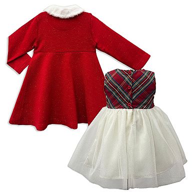 Toddler Blueberi Boulevard Plaid Tulle Dress & Faux Coat Set