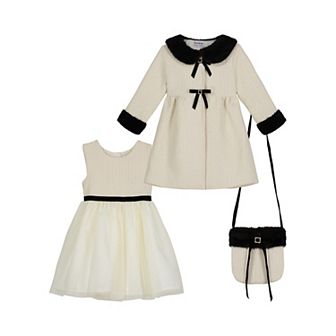 Baby & Toddler Blueberi Boulevard 2 pc Waffle Knit Coat, Dress & Matching Purse Set