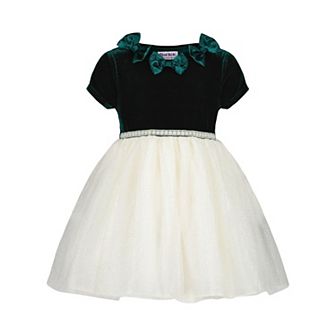 Baby & Toddler Girl Blueberi Boulevard Stretch Velvet Glitter Dress