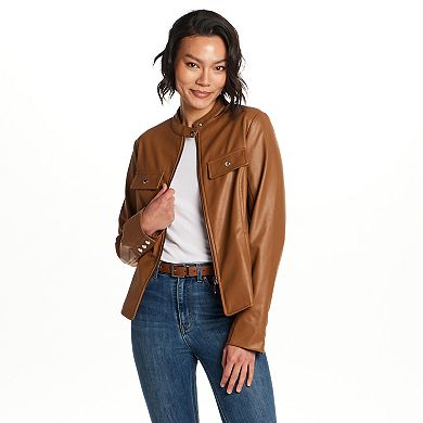 Women's Weathercast Zip Front Faux Leather Jacket