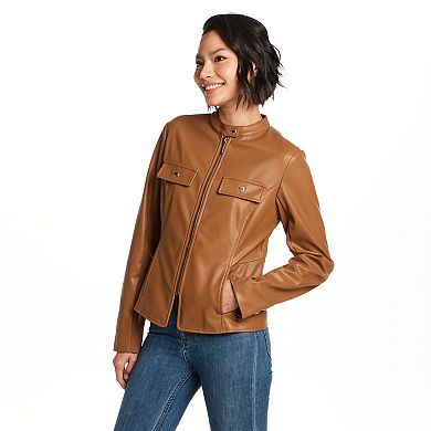 Women's Weathercast Zip Front Faux Leather Jacket