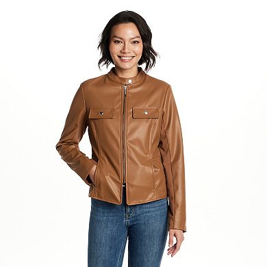Women's Weathercast Zip Front Faux Leather Jacket