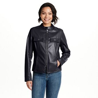 Women's Weathercast Zip Front Faux Leather Jacket