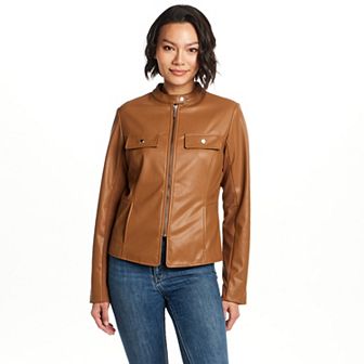 Women's Weathercast Zip Front Faux Leather Jacket