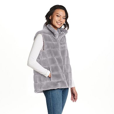 Women's Weathercast Zip Front Faux Fur Vest