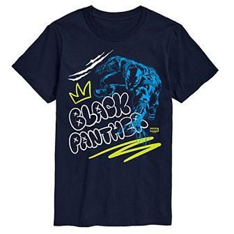 Big & Tall Black Panther Line Art Oversized Short Sleeve Graphic Tee