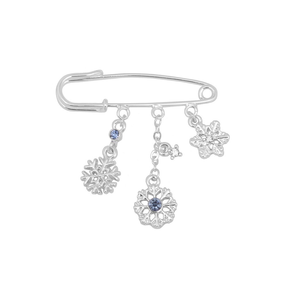 LC Lauren Conrad Silver Tone Snowflake Safety Pin Brooch