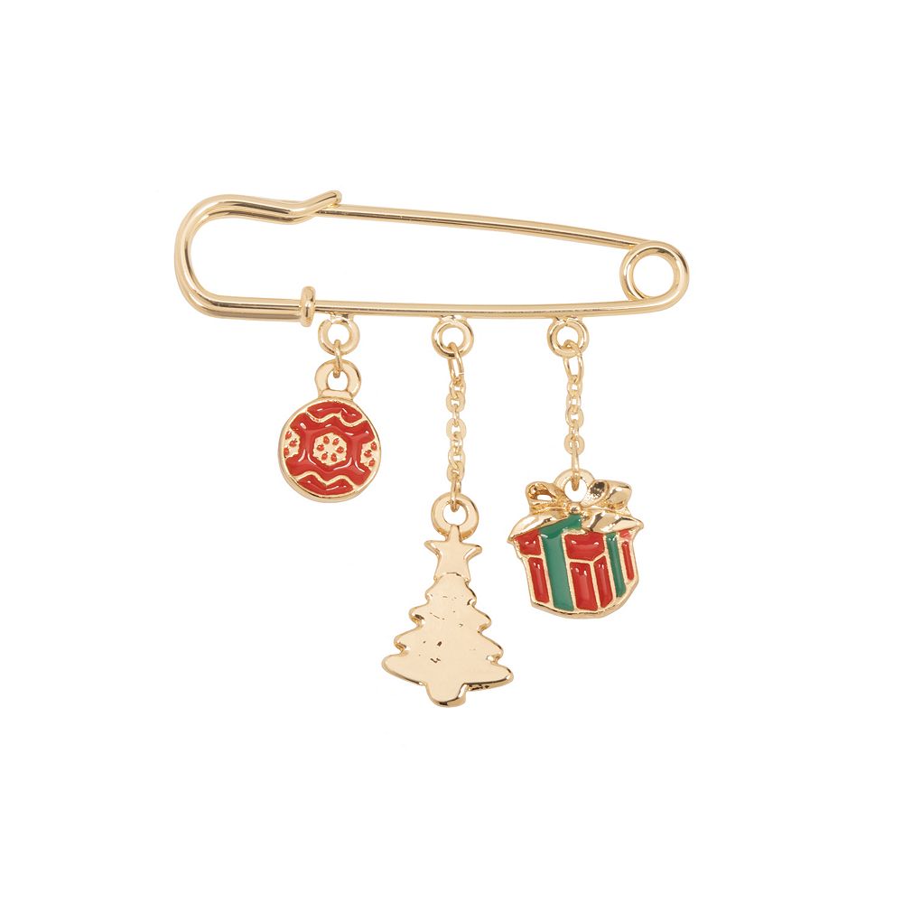 LC Lauren Conrad Christmas Safety Pin Brooch
