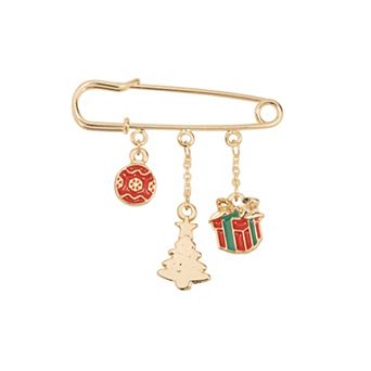 LC Lauren Conrad Christmas Safety Pin Brooch