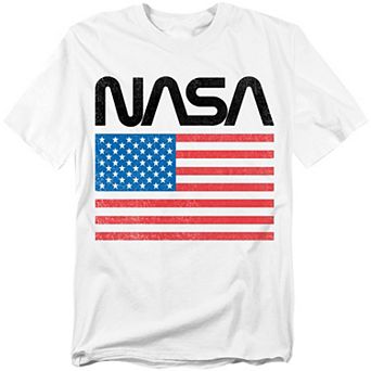 Big & Tall NASA Logo With Flag Graphic Tee